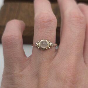 Size 8 Sterling Silver Orb Of Rose Quartz Stone Ring A650